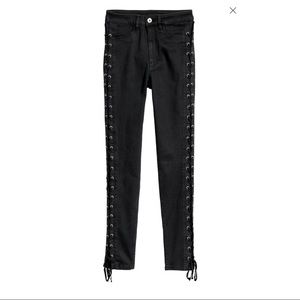 H&M Black Skinny Laced-Up Jeans